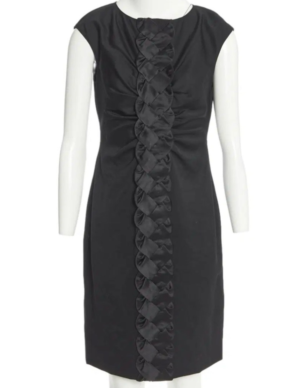 Valentino Black Sleeveless Midi Dress with Silk Braided Embellishment